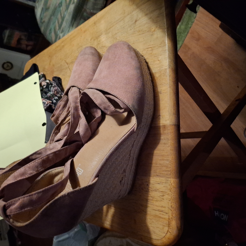Elegant Rose Wedge Shoes with Luxurious Suede Finish